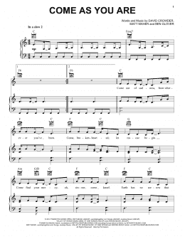 page one of Come As You Are (Piano, Vocal & Guitar Chords (Right-Hand Melody))