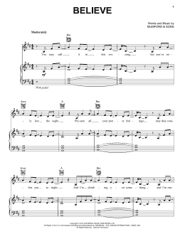 page one of Believe (Piano, Vocal & Guitar Chords (Right-Hand Melody))