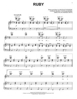 page one of Ruby (Piano, Vocal & Guitar Chords (Right-Hand Melody))