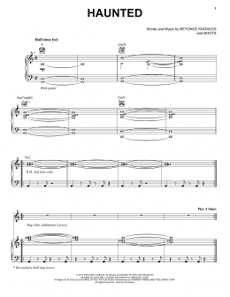 page one of Haunted (Piano, Vocal & Guitar Chords (Right-Hand Melody))