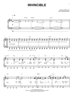 page one of Invincible (Easy Piano)