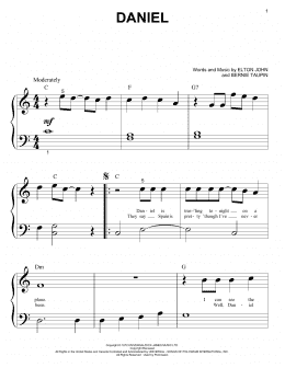 page one of Daniel (Big Note Piano)