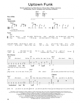 page one of Uptown Funk (feat. Bruno Mars) (Guitar Cheat Sheet)