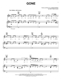 page one of Gone (Piano, Vocal & Guitar Chords (Right-Hand Melody))