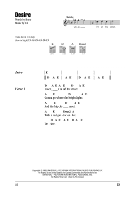 page one of Desire (Guitar Chords/Lyrics)