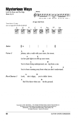 page one of Mysterious Ways (Guitar Chords/Lyrics)