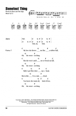 page one of Sweetest Thing (Guitar Chords/Lyrics)