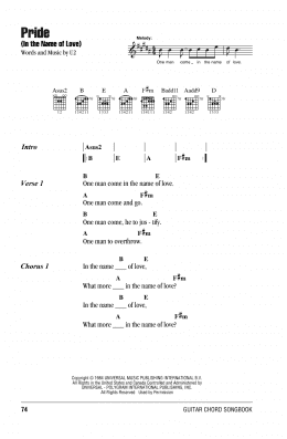 page one of Pride (In The Name Of Love) (Guitar Chords/Lyrics)