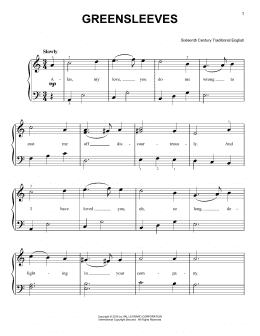 page one of Greensleeves (Very Easy Piano)