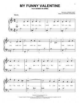 page one of My Funny Valentine (Very Easy Piano)