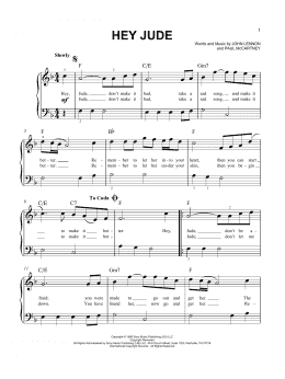 page one of Hey Jude (Very Easy Piano)