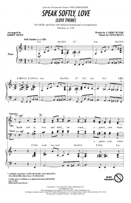 page one of Speak Softly, Love (Love Theme) (SATB Choir)