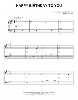 page one of Happy Birthday To You (Very Easy Piano)