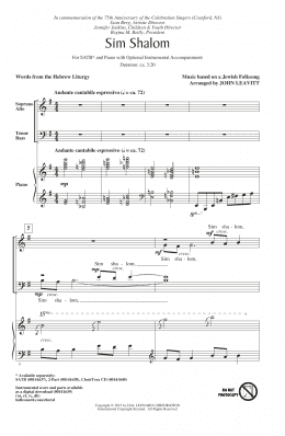 page one of Sim Shalom (SATB Choir)