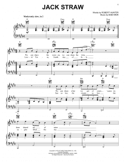 page one of Jack Straw (Piano, Vocal & Guitar Chords (Right-Hand Melody))