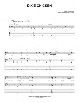 page one of Dixie Chicken (Easy Guitar)