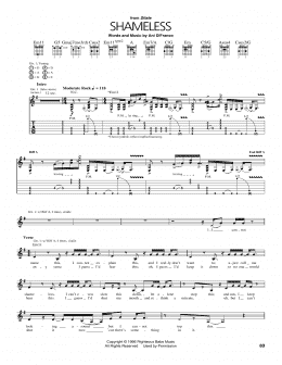 page one of Shameless (Guitar Tab)