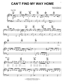 page one of Can't Find My Way Home (Piano, Vocal & Guitar Chords (Right-Hand Melody))