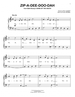 page one of Zip-A-Dee-Doo-Dah (from Song Of The South) (Very Easy Piano)