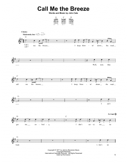 page one of Call Me The Breeze (Easy Guitar)