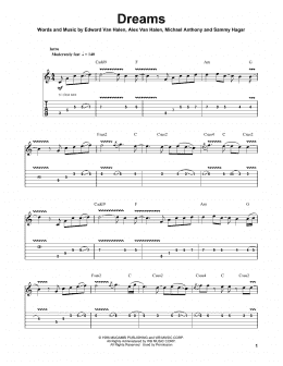 page one of Dreams (Guitar Tab (Single Guitar))