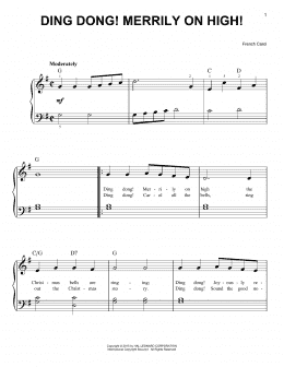 page one of Ding Dong! Merrily On High! (Very Easy Piano)