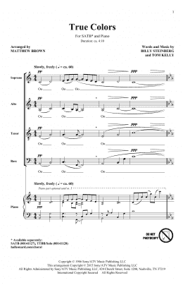 page one of True Colors (SATB Choir)