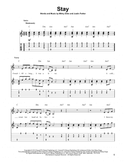 page one of Stay (Solo Guitar)