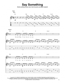 page one of Say Something (Solo Guitar)