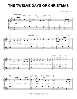 page one of The Twelve Days Of Christmas (Very Easy Piano)