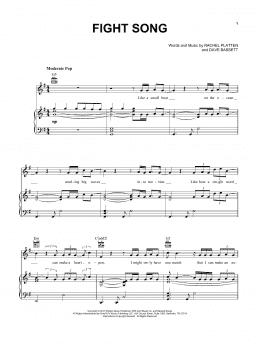 page one of Fight Song (Piano, Vocal & Guitar Chords (Right-Hand Melody))