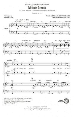 page one of California Dreamin' (SATB Choir)