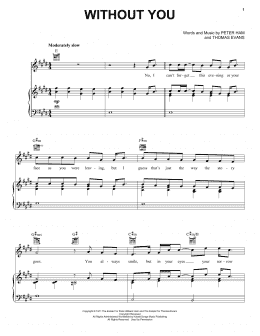 page one of Without You (Piano, Vocal & Guitar Chords (Right-Hand Melody))