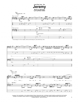 page one of Jeremy (Bass Guitar Tab)