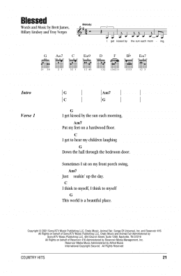 page one of Blessed (Guitar Chords/Lyrics)