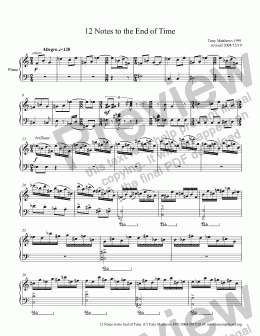 page one of 12 Notes to the End of Time (Piano Solo)