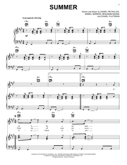 page one of Summer (Piano, Vocal & Guitar Chords (Right-Hand Melody))