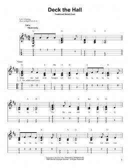 page one of Deck The Hall (Easy Ukulele Tab)