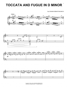 page one of Toccata And Fugue In D Minor (Piano Solo)