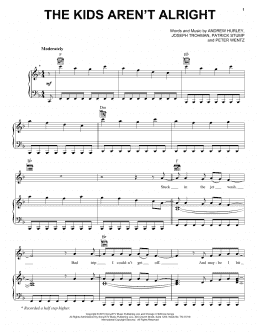 page one of The Kids Aren't Alright (Piano, Vocal & Guitar Chords (Right-Hand Melody))