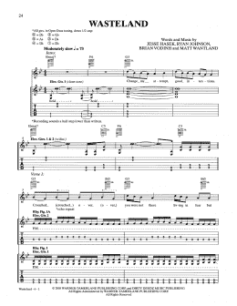 page one of Wasteland (Guitar Tab)