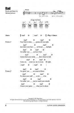 page one of Bad (Guitar Chords/Lyrics)