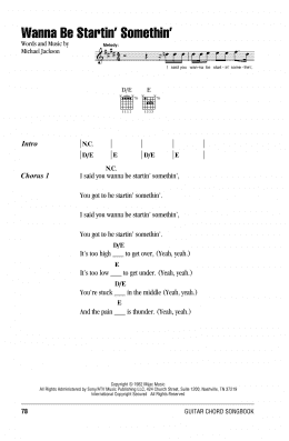 page one of Wanna Be Startin' Somethin' (Guitar Chords/Lyrics)