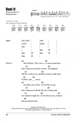 page one of Beat It (Guitar Chords/Lyrics)