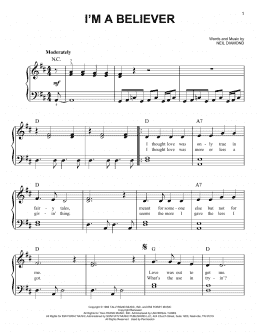 page one of I'm A Believer (Easy Piano)