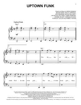 page one of Uptown Funk (feat. Bruno Mars) (Easy Piano)