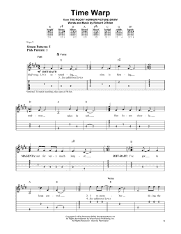 page one of Time Warp (Easy Guitar Tab)