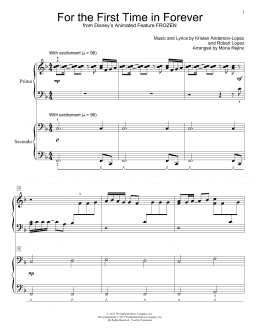 page one of For The First Time In Forever (from Frozen) (arr. Mona Rejino) (Piano Duet)