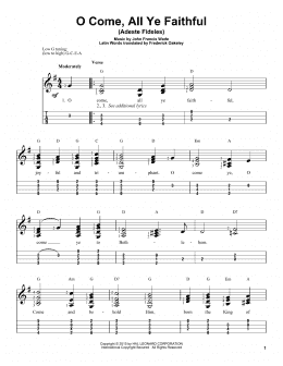 page one of O Come, All Ye Faithful (Adeste Fideles) (Easy Ukulele Tab)