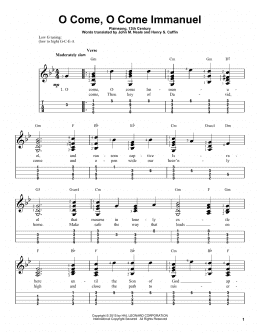 page one of O Come, O Come Immanuel (Easy Ukulele Tab)